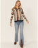 Panhandle Women's Striped Boho Hooded Sweater, Cream, hi-res
