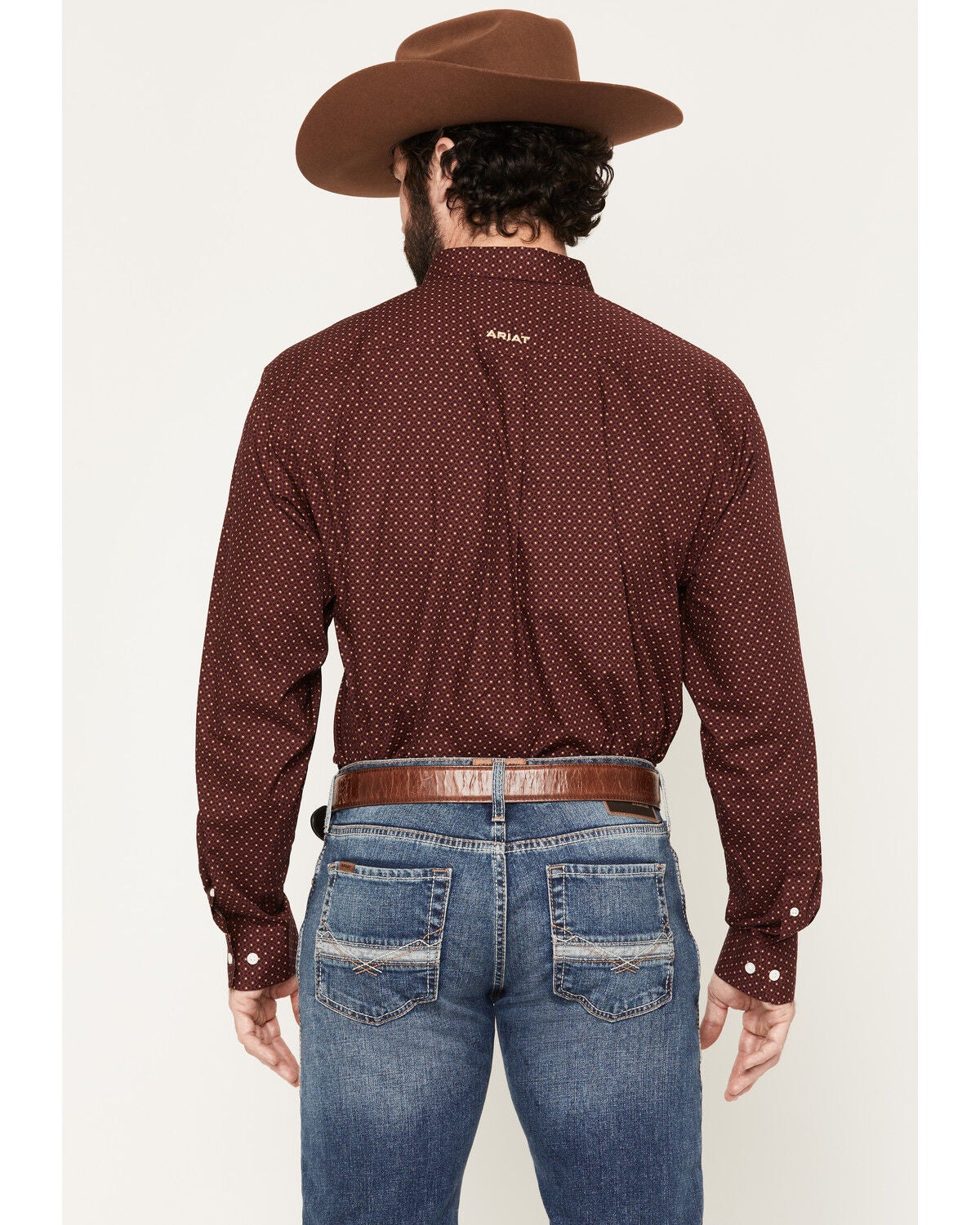 Image #4 - Ariat Men's Reliance Wrinkle Free Geo Print Long Sleeve Button-Down Western Shirt, Burgundy, hi-res