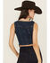 Image #4 - Wrangler x Lainey Wilson Women's Pony Up Button-Down Bustier Denim Top, Dark Wash, hi-res