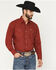 Image #1 - Ely Walker Men's Solid Long Sleeve Snap Stretch Western Shirt, Red, hi-res