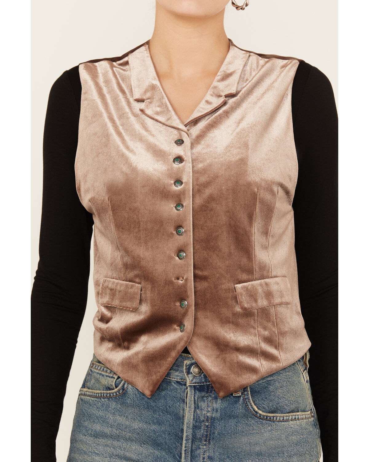 Image #4 - Tasha Polizzi Women's Washed Velvet Larkin Vest, Taupe, hi-res