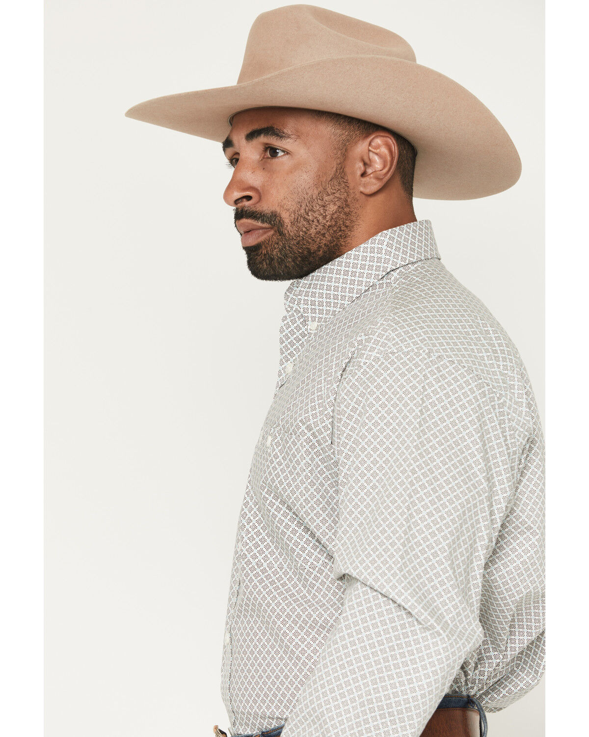 Image #2 - George Strait by Wrangler Men's Geo Print Long Sleeve Button-Down Stretch Western Shirt, Cream, hi-res