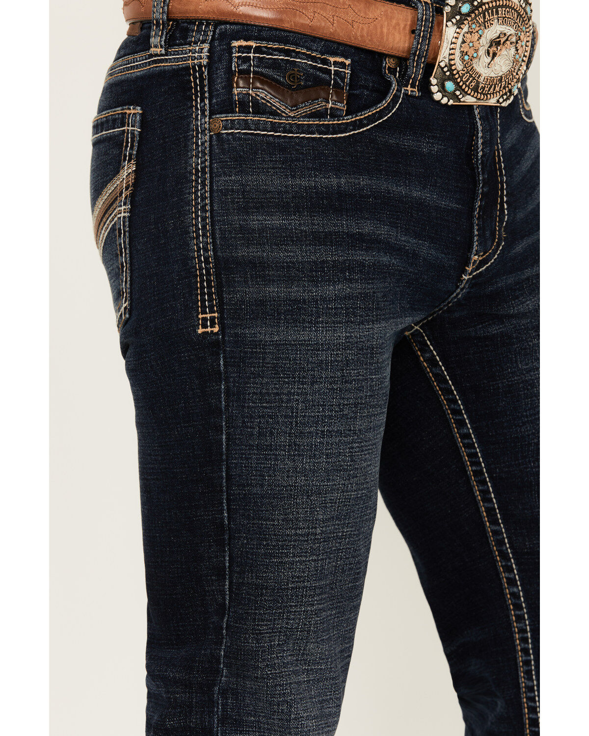 Image #2 - Cody James Men's Night Ranger Wash Wyatt Slim Bootcut Stretch Denim Jeans, Dark Wash, hi-res