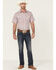 Panhandle Select Men's Small Geo Print Short Sleeve Snap Western Shirt , Red, hi-res