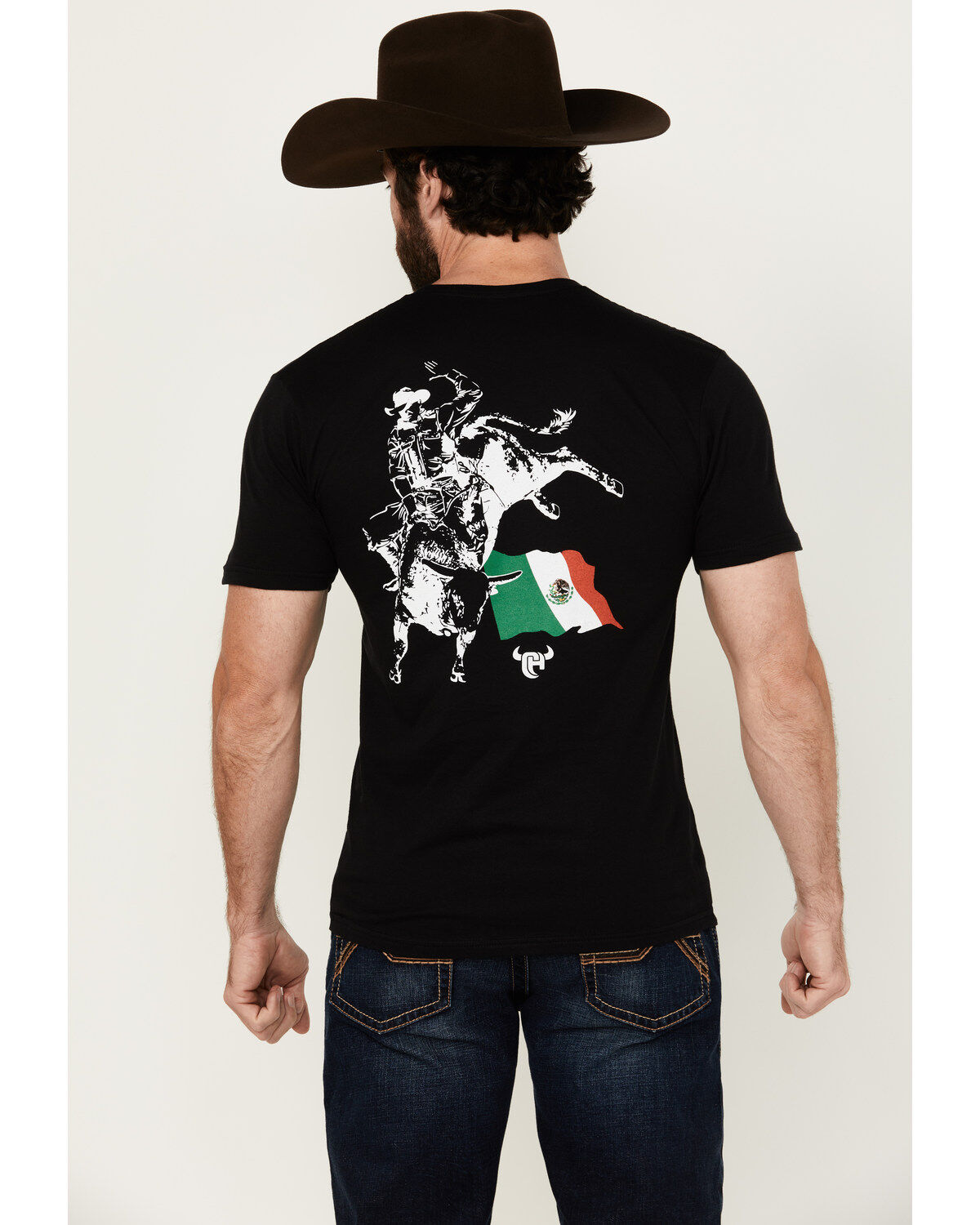 Image #4 - Cowboy Hardware Men's Mexico Flag Short Sleeve Graphic T-Shirt, Black, hi-res