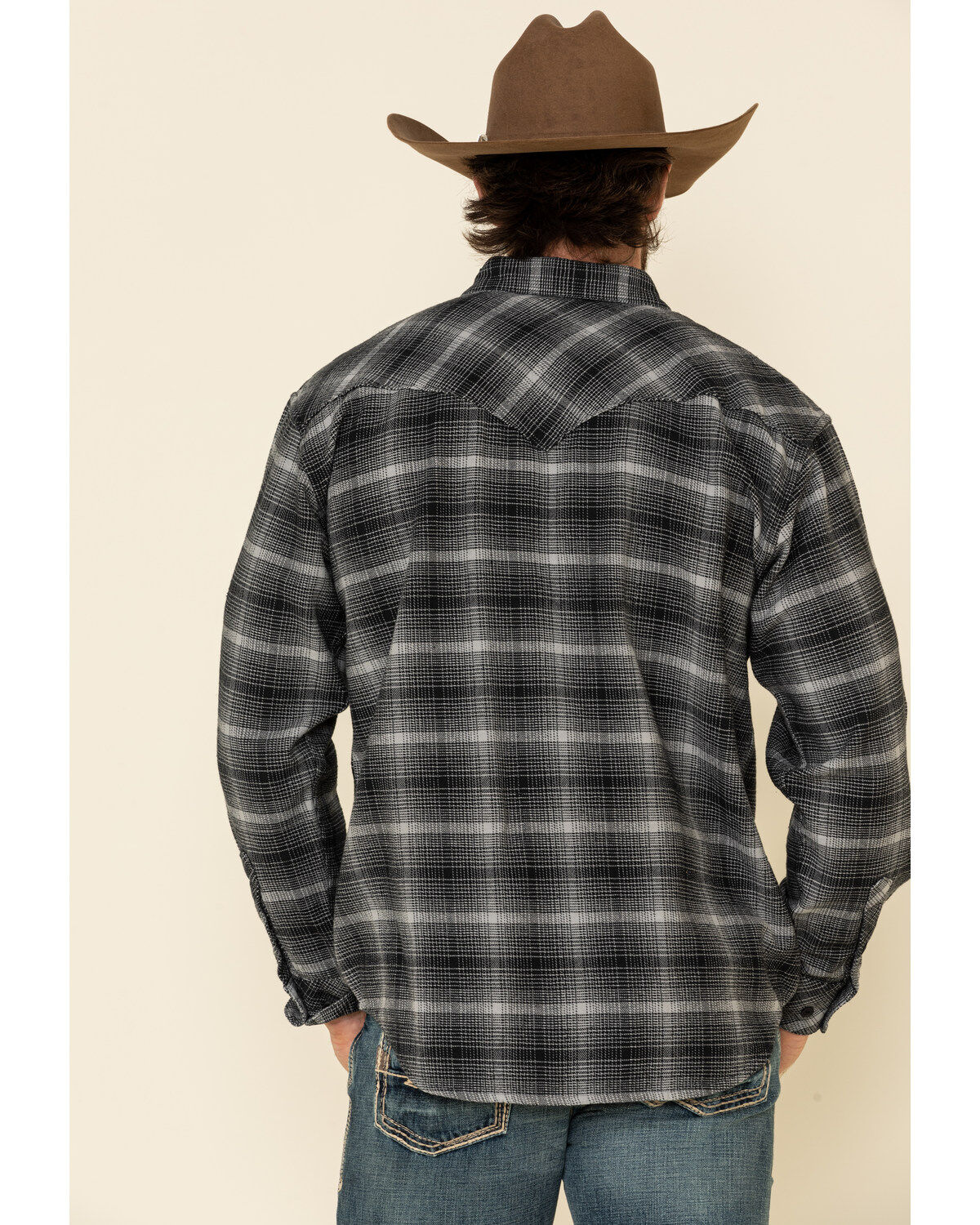 Image #3 - Resistol Men's Gray Simcoe Ombre Plaid Long Sleeve Western Shirt, Grey, hi-res