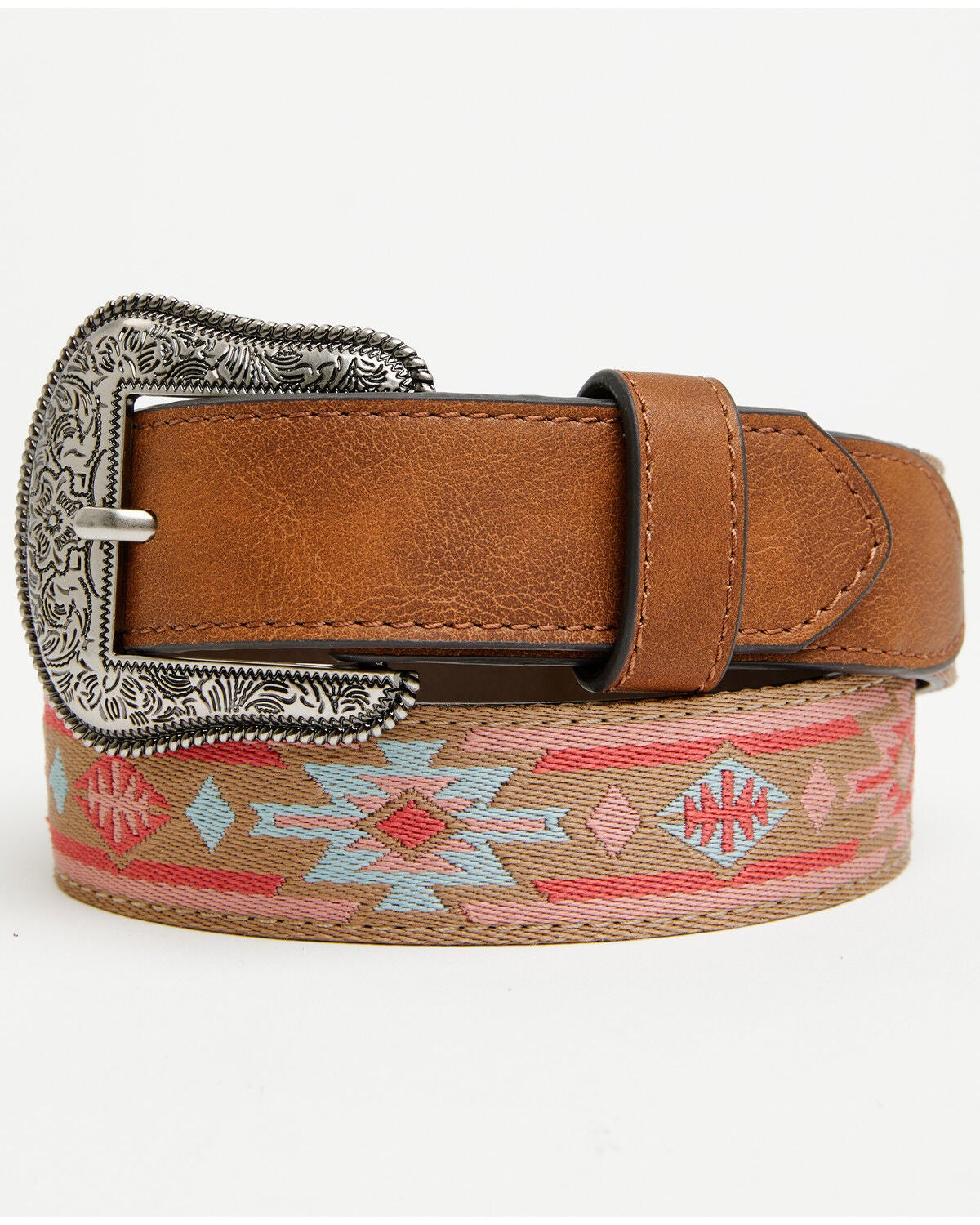 Shyanne Women's Mylee Southwestern Embroidered Belt, Dark Pink, hi-res
