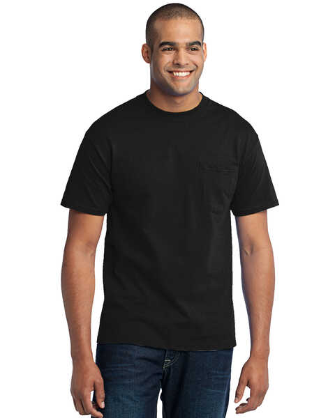 Image #1 - Port & Company Men's Jet Black 2X Core Blend Pocket Short Sleeve Work T-Shirt - Big, Jet Black, hi-res
