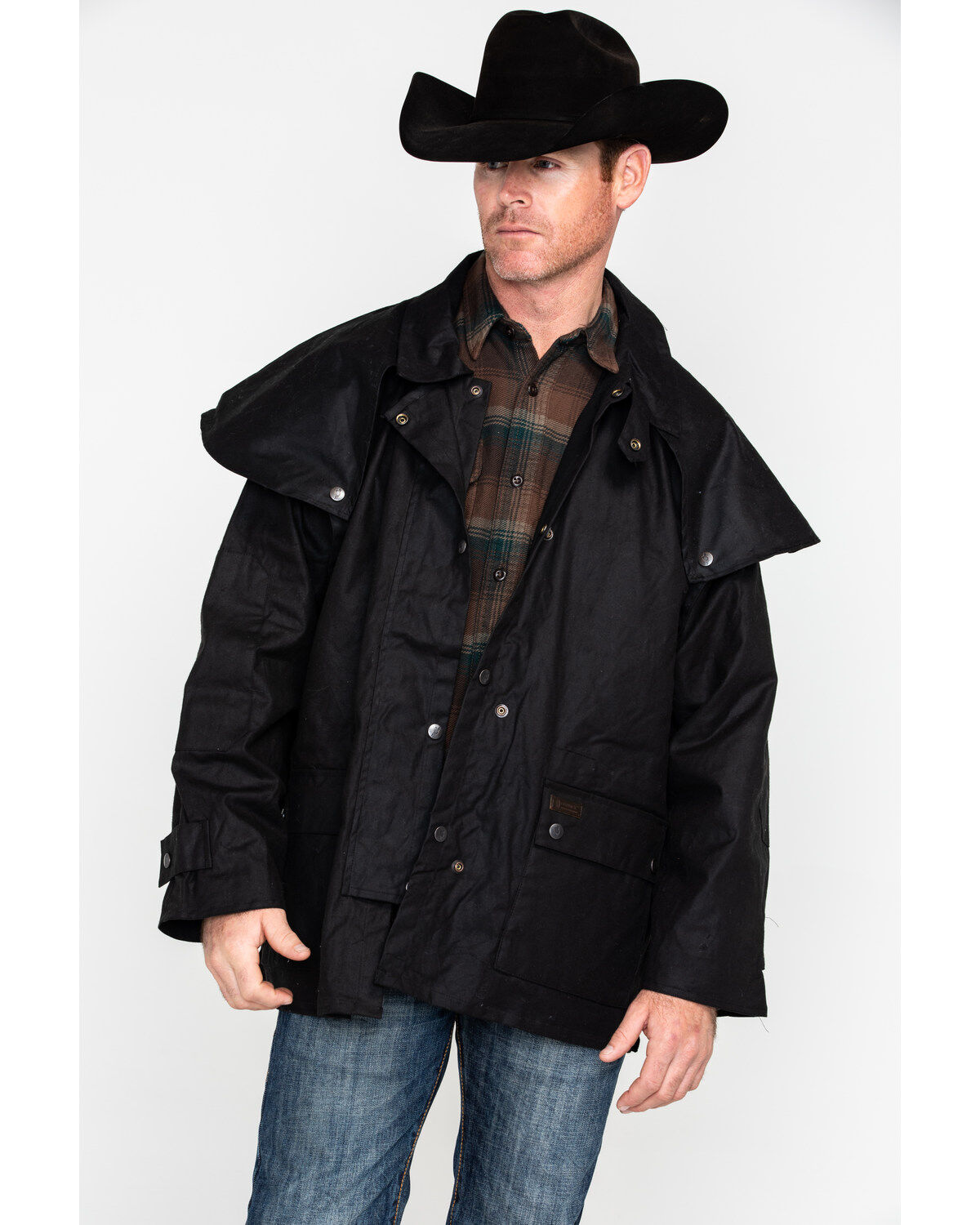 Image #1 - Outback Unisex Short Oilskin Jacket, Black, hi-res