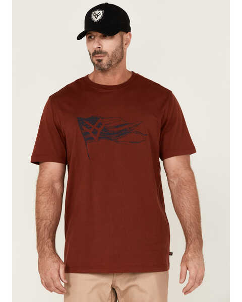 Hawx Men's Flying Flag Graphic Work T-Shirt , Dark Red, hi-res