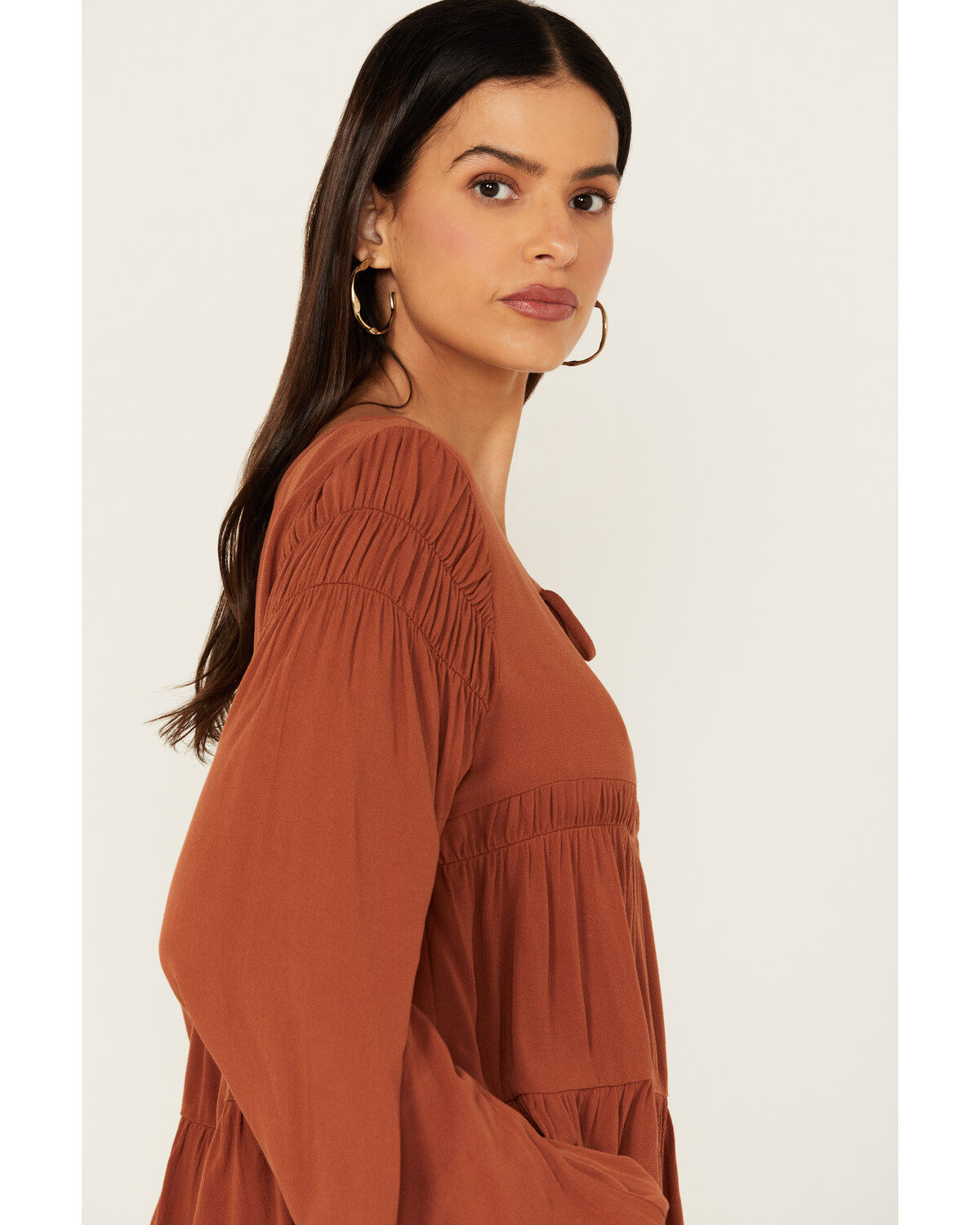 Image #2 - Cleo + Wolf Women's Tiered Flowy Tie Front Blouse, , hi-res