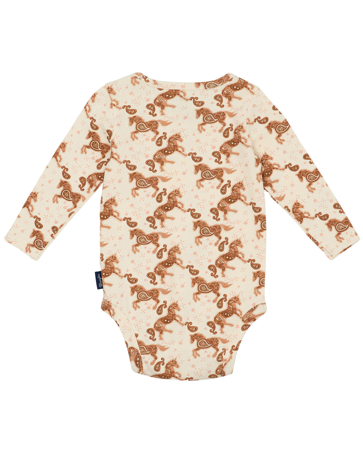 Image #2 - Wrangler Infant Girls' Horse Print Long Sleeve Onesie, White, hi-res