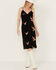 Image #1 - Wild Moss Women's Embroidered Slip Midi Dress, Black, hi-res