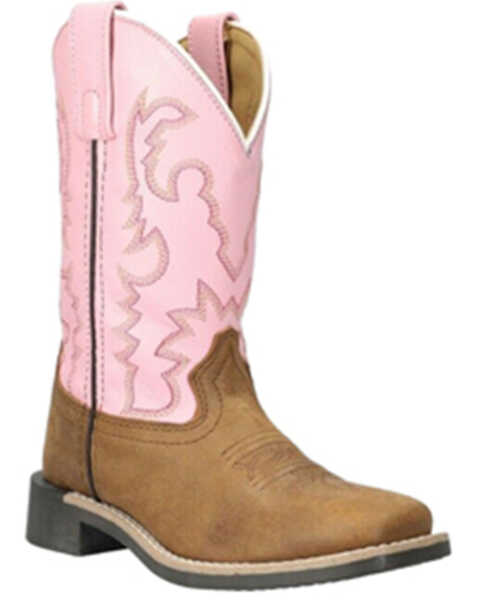 Image #1 - Smoky Mountain Girls' Addison Western Boots - Broad Square Toe, Brown, hi-res