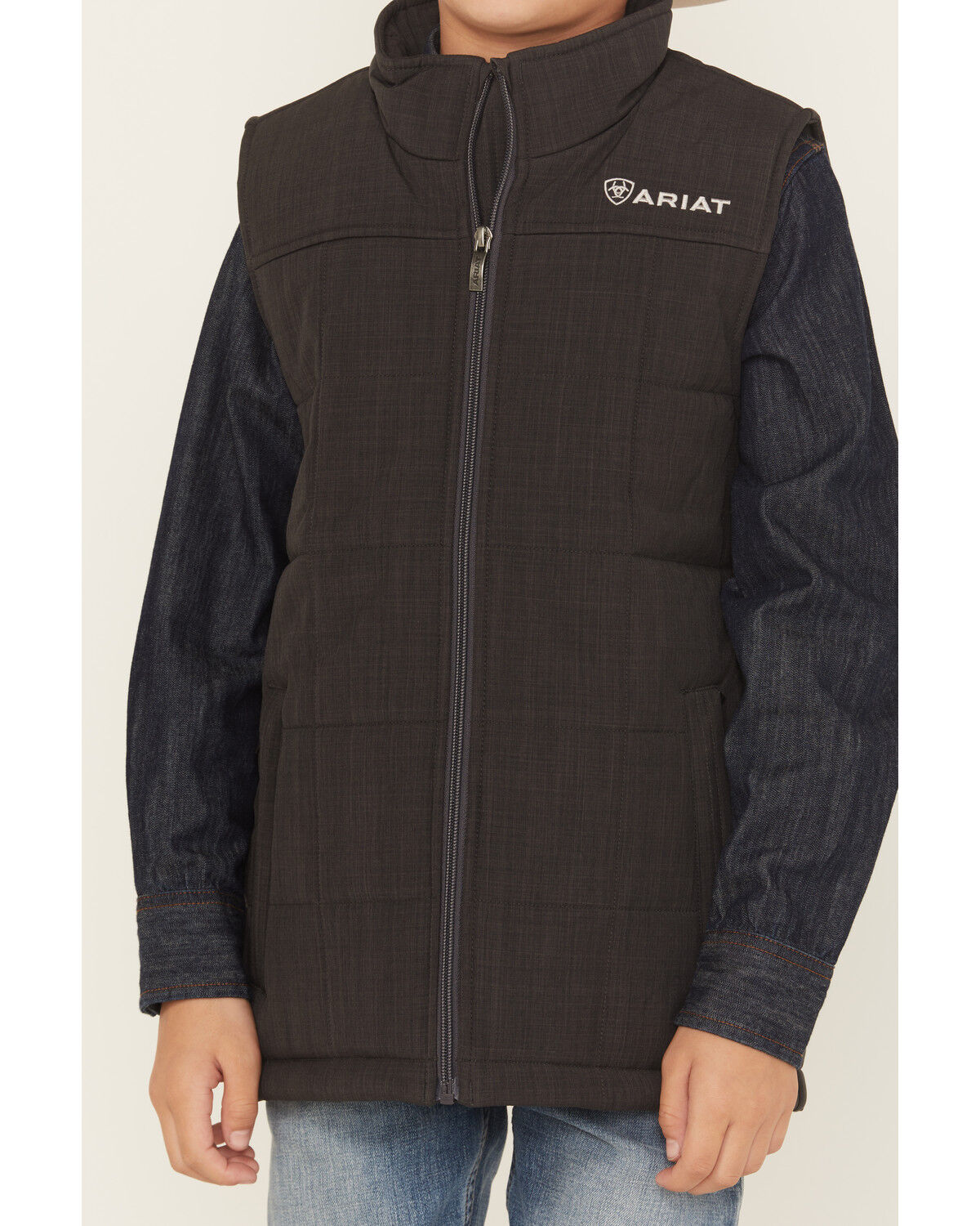 Image #3 - Ariat Boys' Crius Insulated Vest, Grey, hi-res