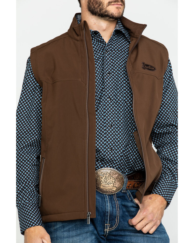 Justin Men S Chocolate Laminated Bonded Vest Boot Barn