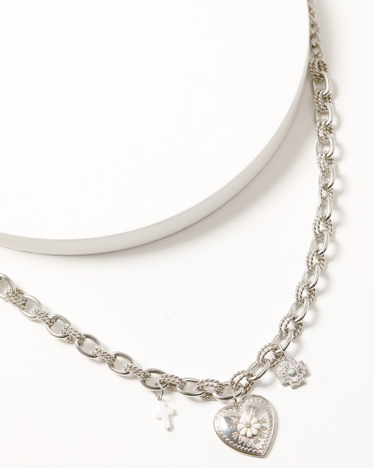 Shyanne Women's Chunky Chain Charm Necklace, Silver, hi-res