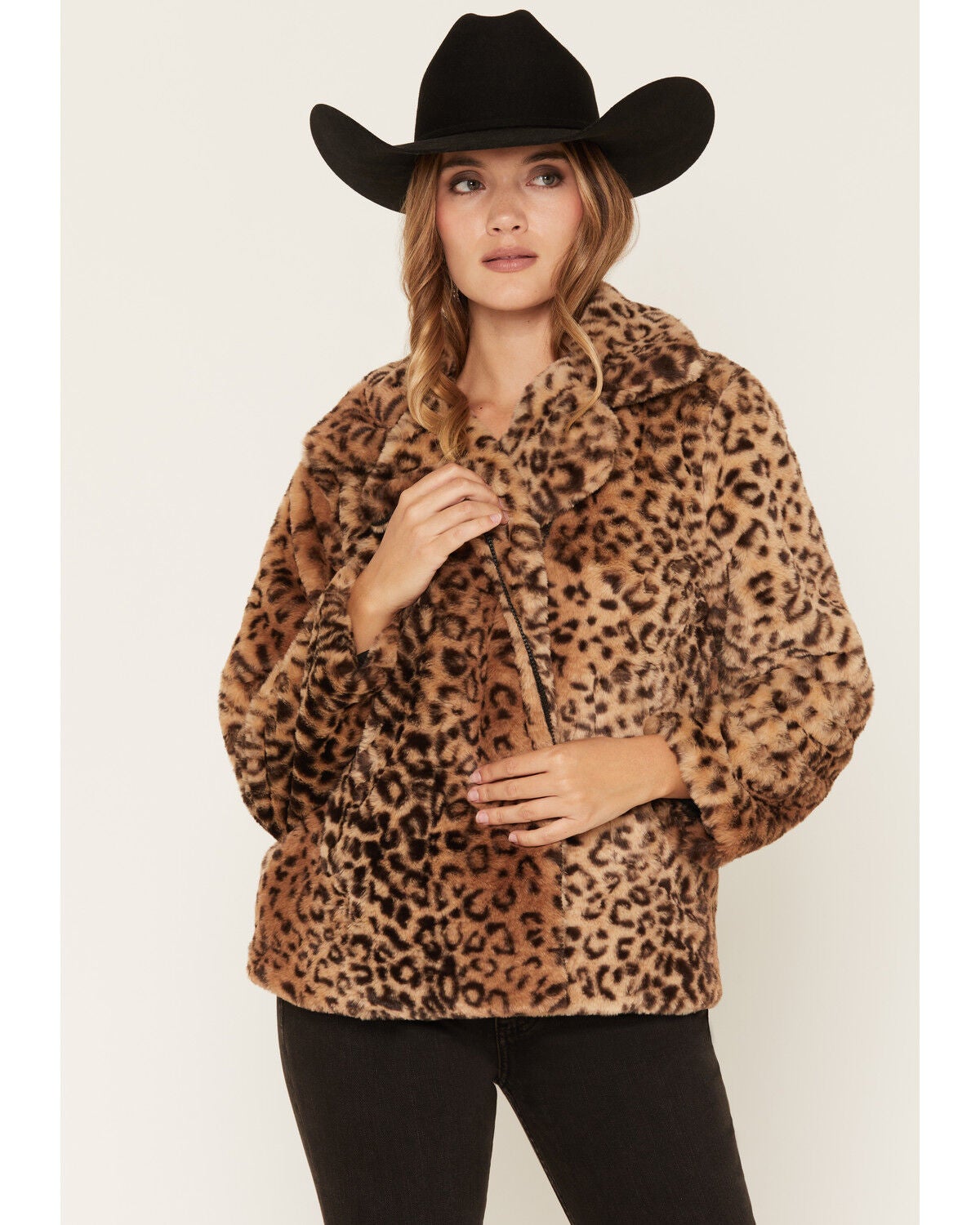 Urban Republic Women's Leopard Print Faux Fur Moto Jacket, Leopard, hi-res