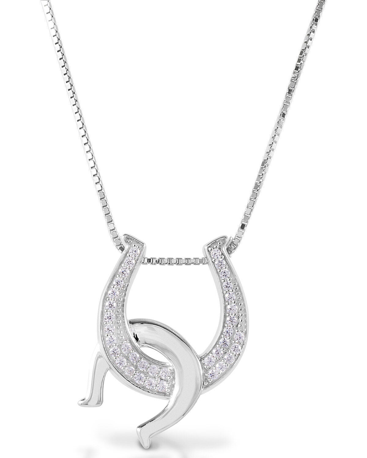Kelly Herd Women's Clear Double Horseshoe Necklace, Silver, hi-res