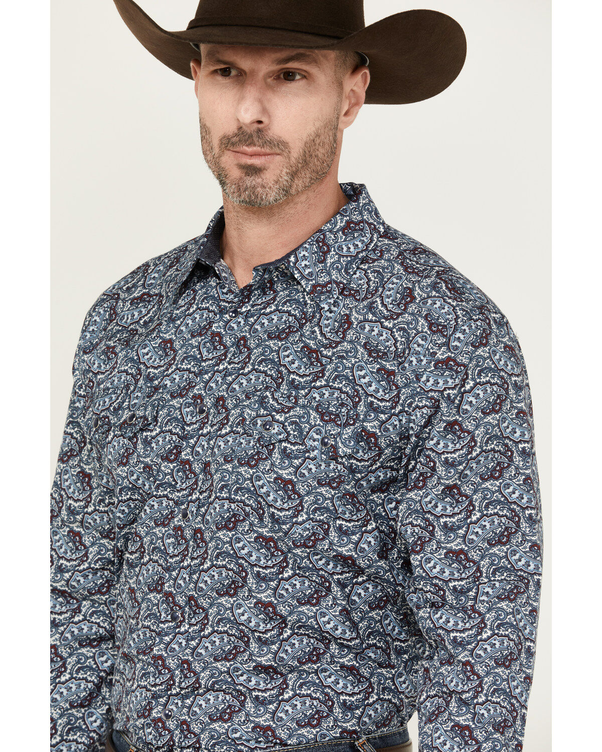 Image #2 - Cody James Men's Refresh Paisley Print Long Sleeve Snap Western Shirt, Red, hi-res
