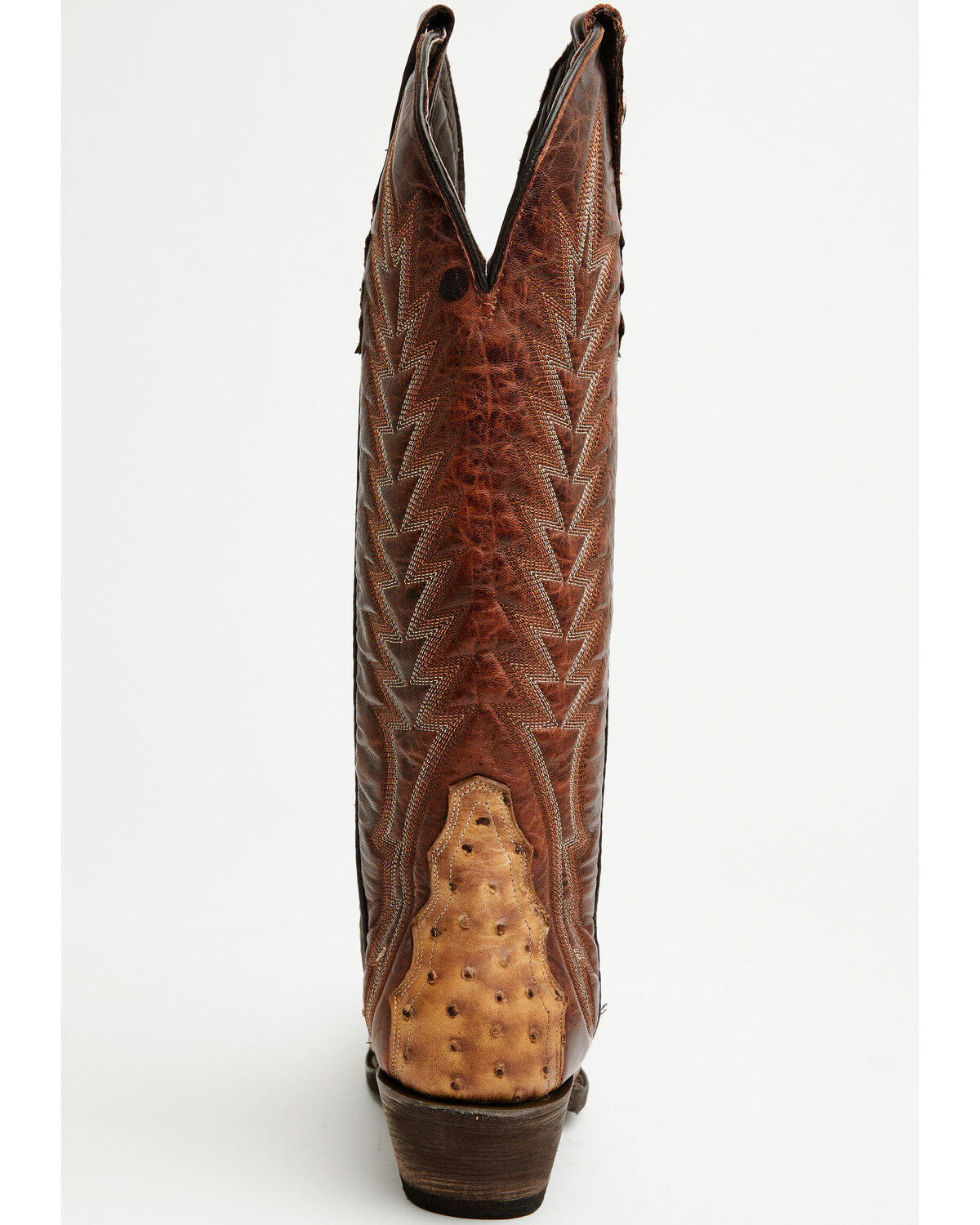 Image #5 - Tanner Mark Women's Ostrich Print Tall Western Boots - Snip Toe, Brown, hi-res