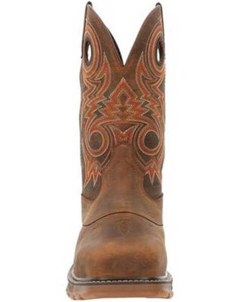 Durango Men's Saddle Waterproof Western Work Boots - Composite Toe, Brown, hi-res