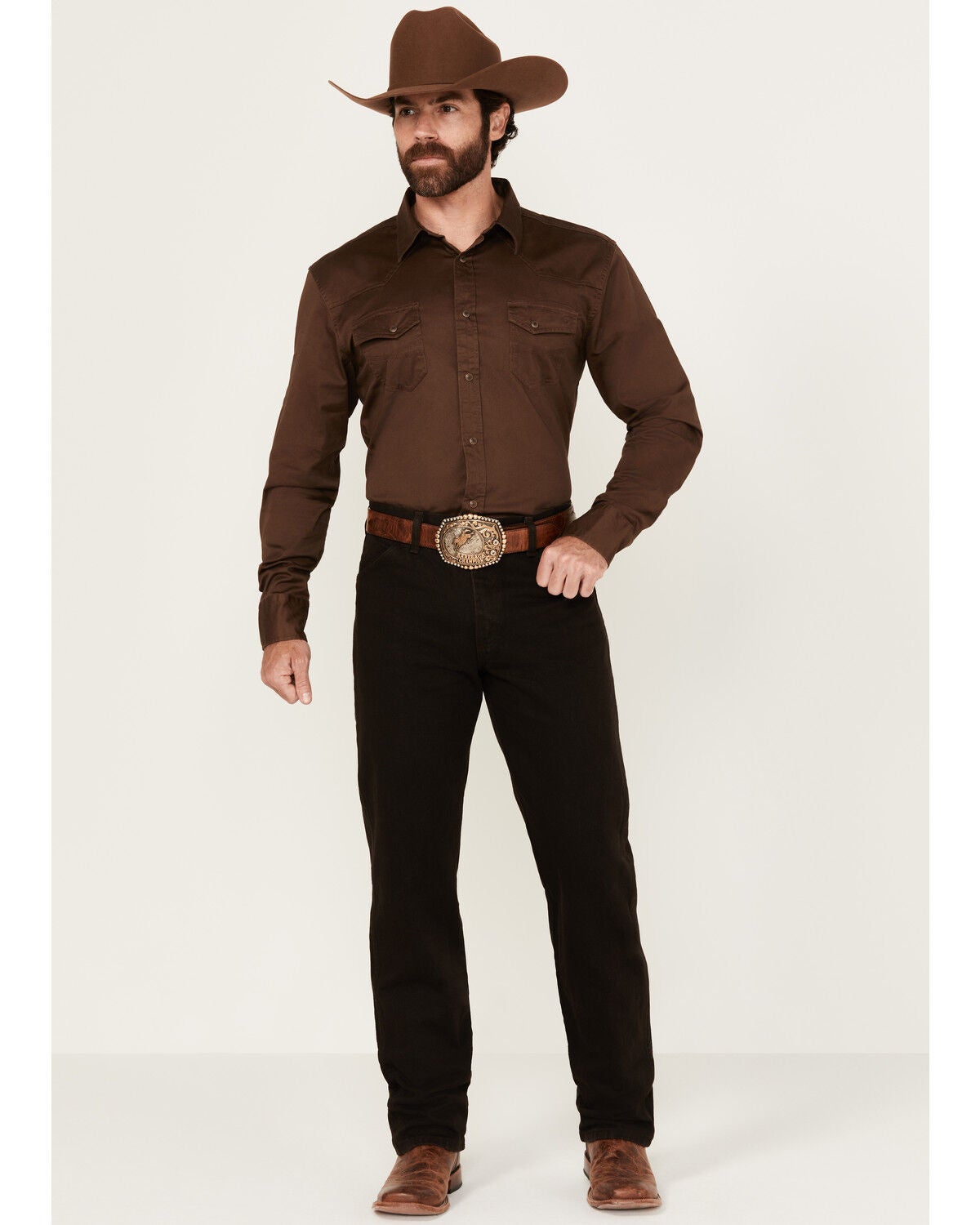 Wrangler Men's 13MWZ Cowboy Cut Original Fit Denim Jeans, Brown, hi-res