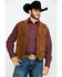Image #1 - Scully Leatherwear Men's Southwestern Knit Back Suede Vest, Brown, hi-res