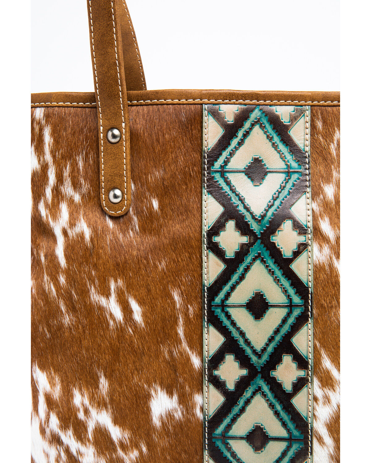 Image #2 - Shyanne Women's Bryndle Aztec Panel Leather Tote Bag, Tan, hi-res