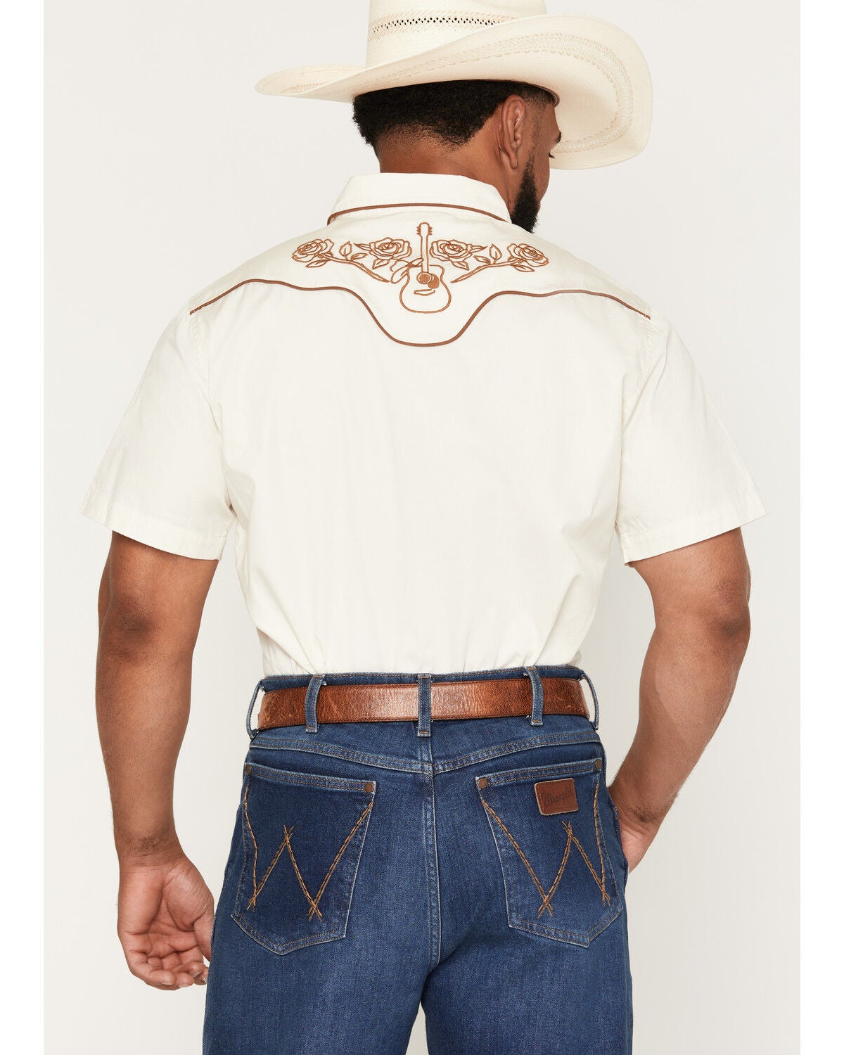 Image #4 - Sendero Provisions Men's Prescott Embroidered Short Sleeve Snap Western Shirt, Off White, hi-res
