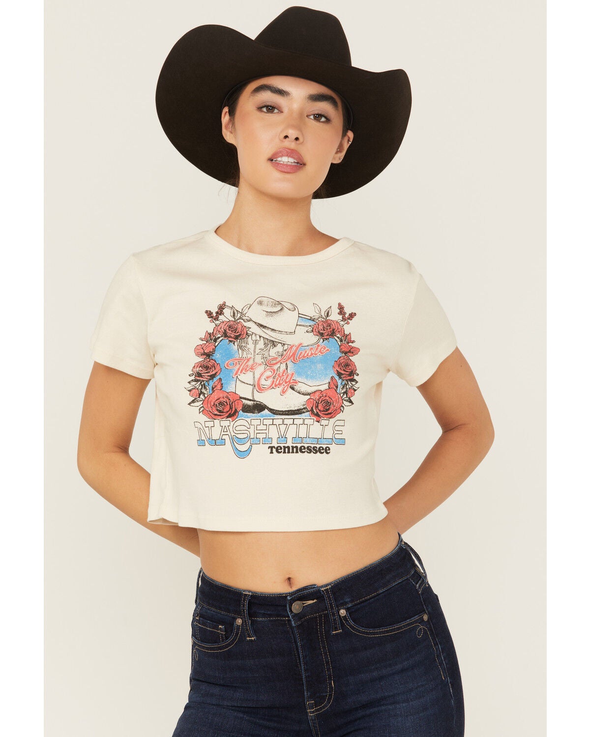 Girl Dangerous Women's Nashville Boot Short Sleeve Baby Tee, Natural, hi-res