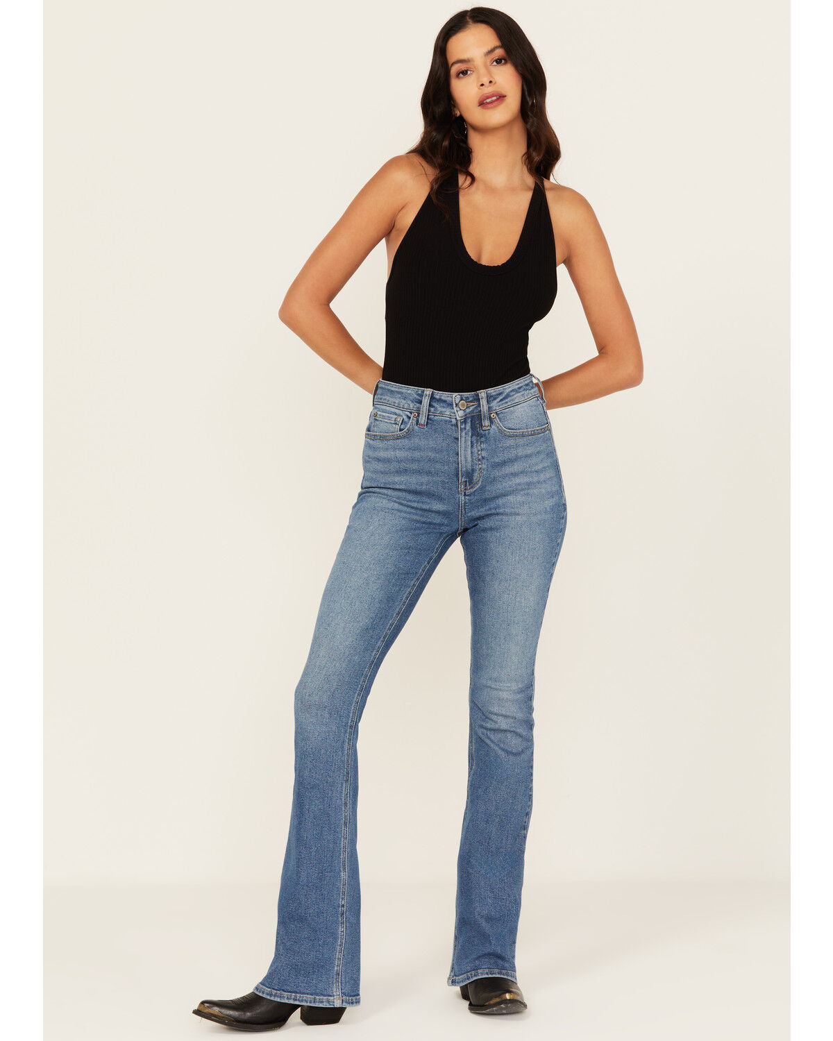 Product Name:  7 For All Mankind Women's Dark Wash Mid Rise Marsh Tailorless Dojo Trouser Stretch Denim Jeans
