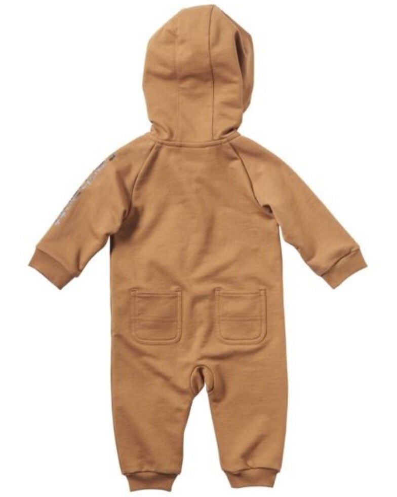 Carhartt Infant Boys' Brown Fleece Logo Graphic Hooded Coveralls | Boot Barn