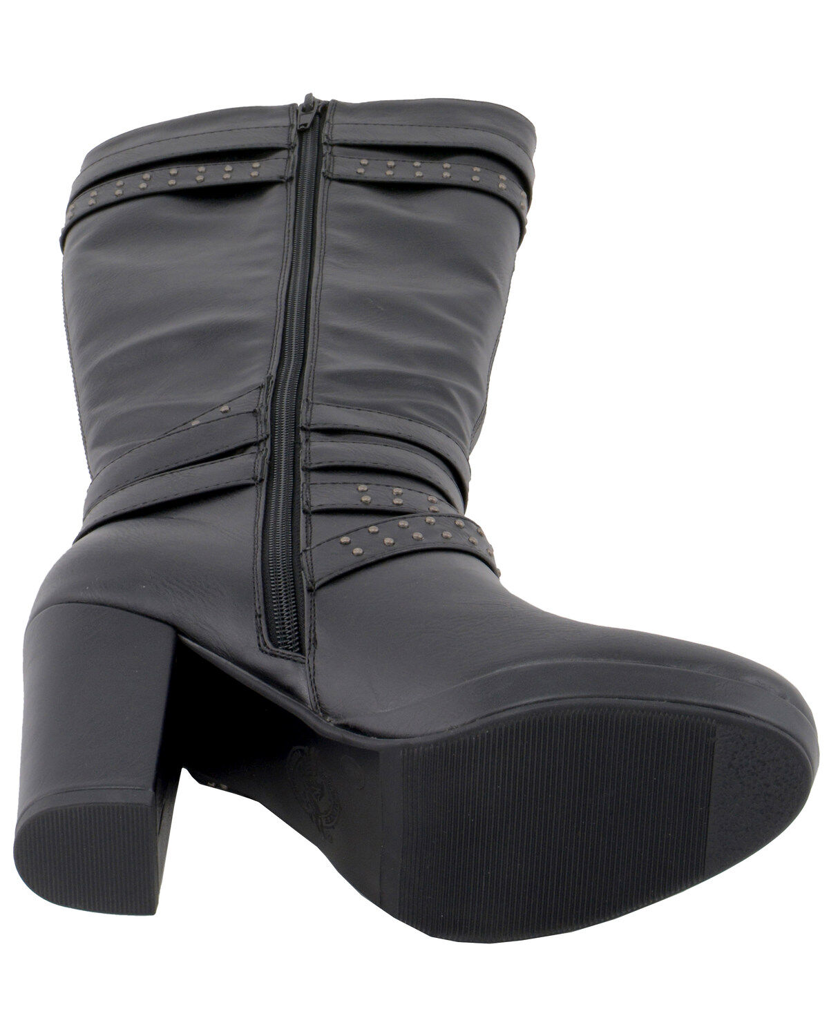 Image #6 - Milwaukee Leather Women's Platform Heel Studded Strap Boot - Round Toe, Black, hi-res