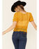Very J Women's Mustard Circle Crochet Short Sleeve Crop Top , Mustard, hi-res