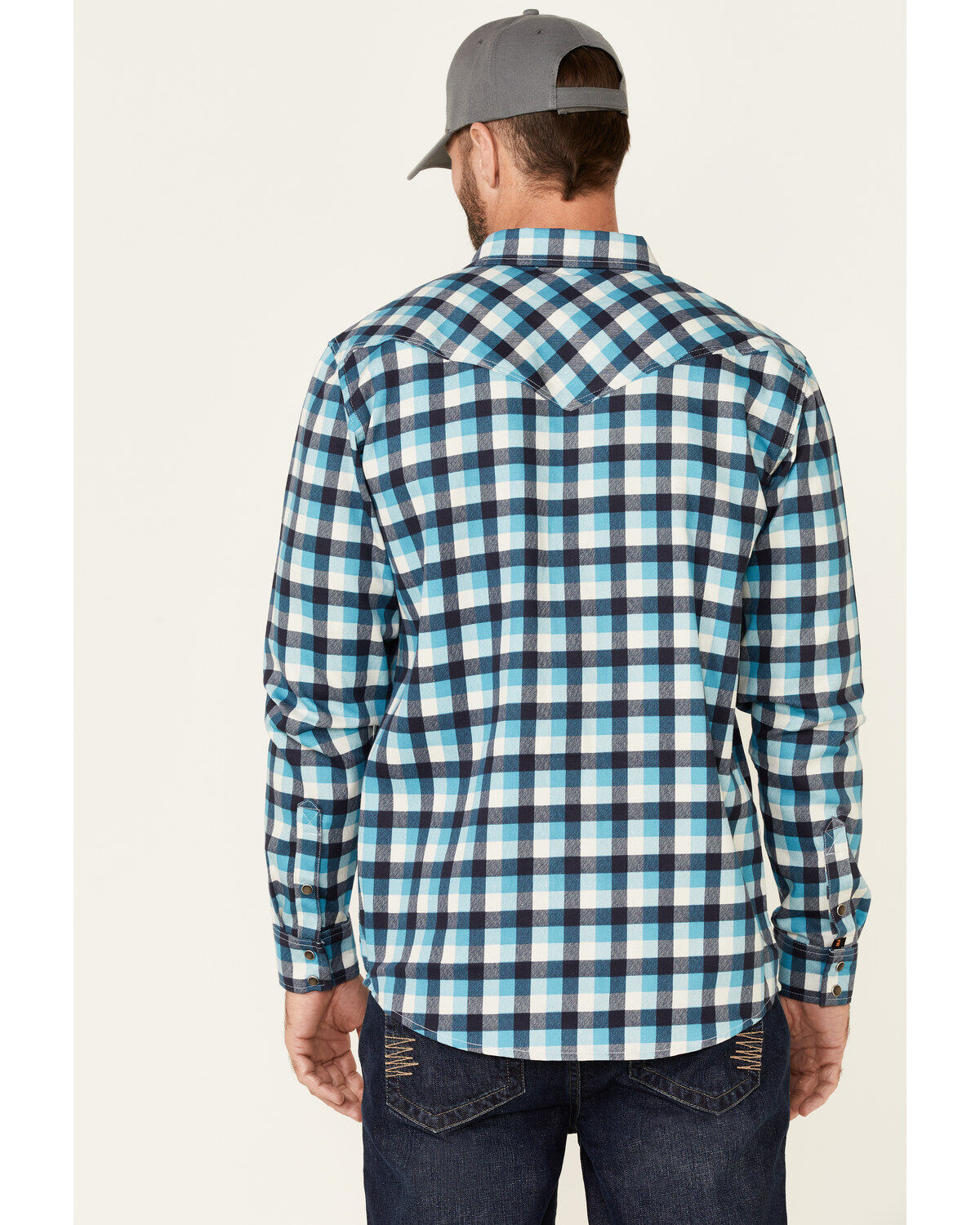Image #4 - Cody James Men's FR Plaid Print Long Sleeve Work Shirt, Teal, hi-res