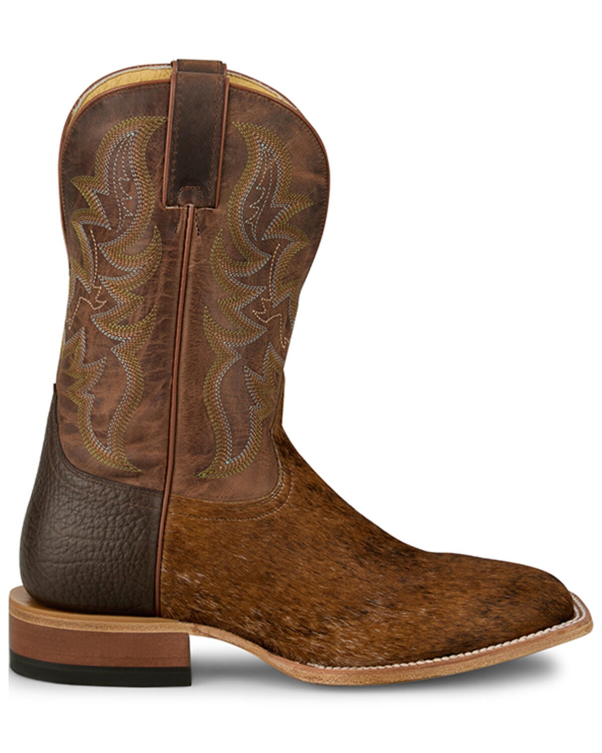 Image #2 - Justin Men's Hairon Hide Western Boots - Broad Square Toe, Brown, hi-res