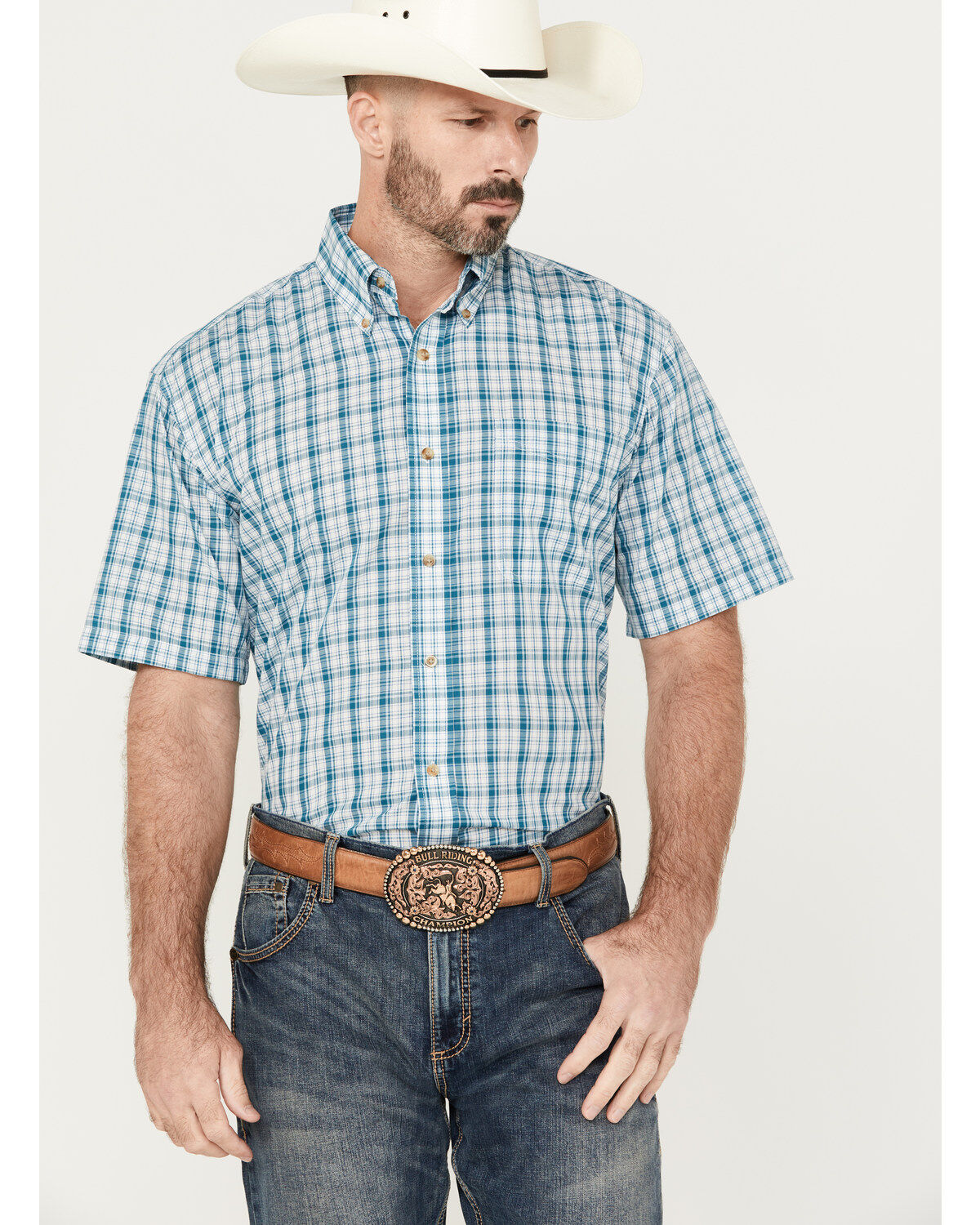 Image #7 - Wrangler Riata Men's Assorted Plaid Print Short Sleeve Button-Down Western Shirt, Multi, hi-res