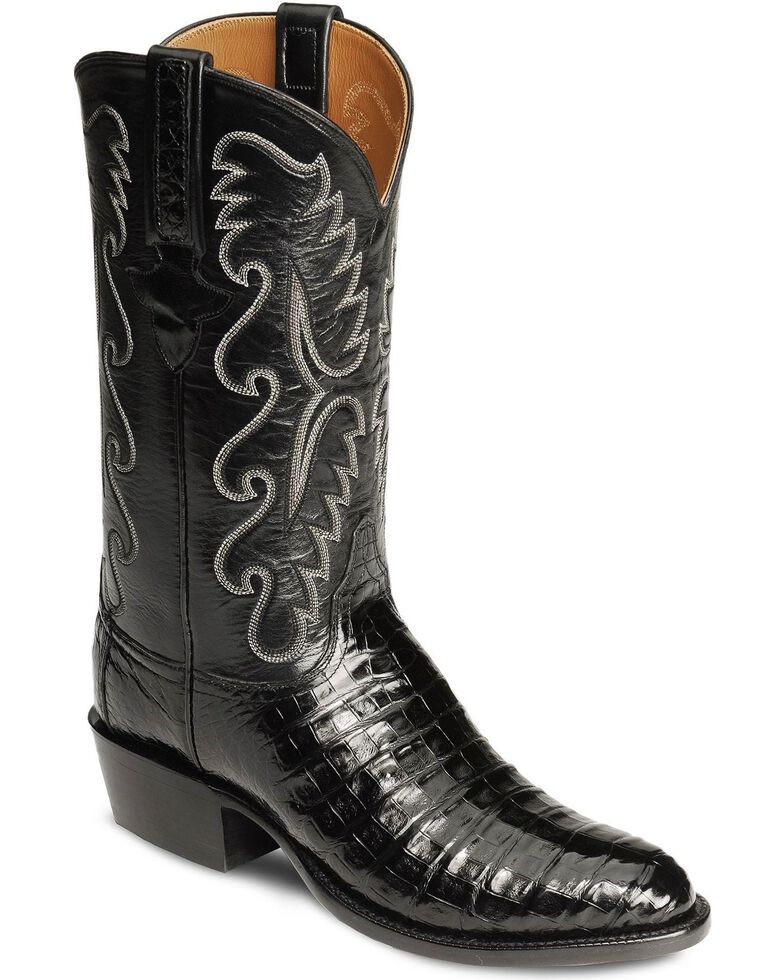 Lucchese Handmade Classics Caiman Ultra Belly Cowboy Boots - Medium Toe, Black, hi-res