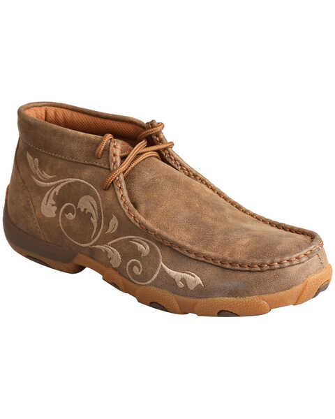 Twisted X Women's Embroidered Filigree Driving Mocs, Brown, hi-res