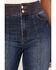Flying Tomato Women's Seam Front Flare Jeans, Blue, hi-res