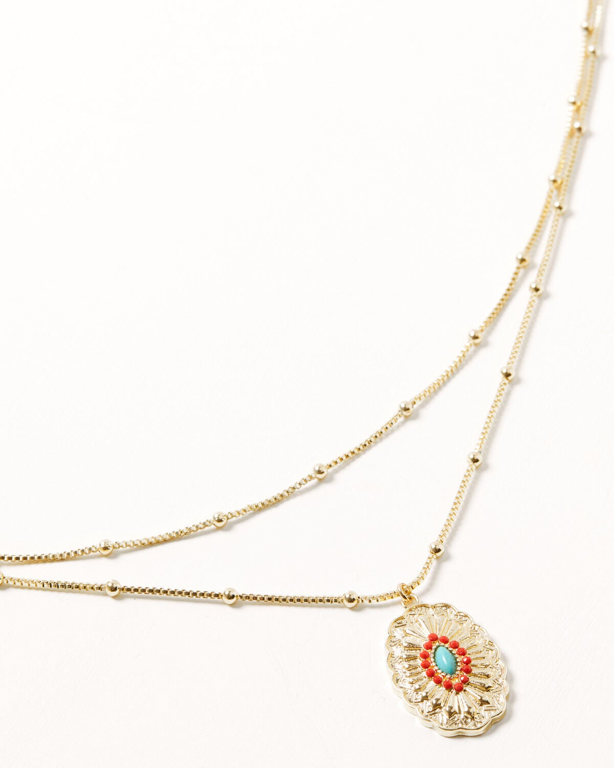 Image #1 - Shyanne Women's Concho Beaded Layered Necklace, Gold, hi-res
