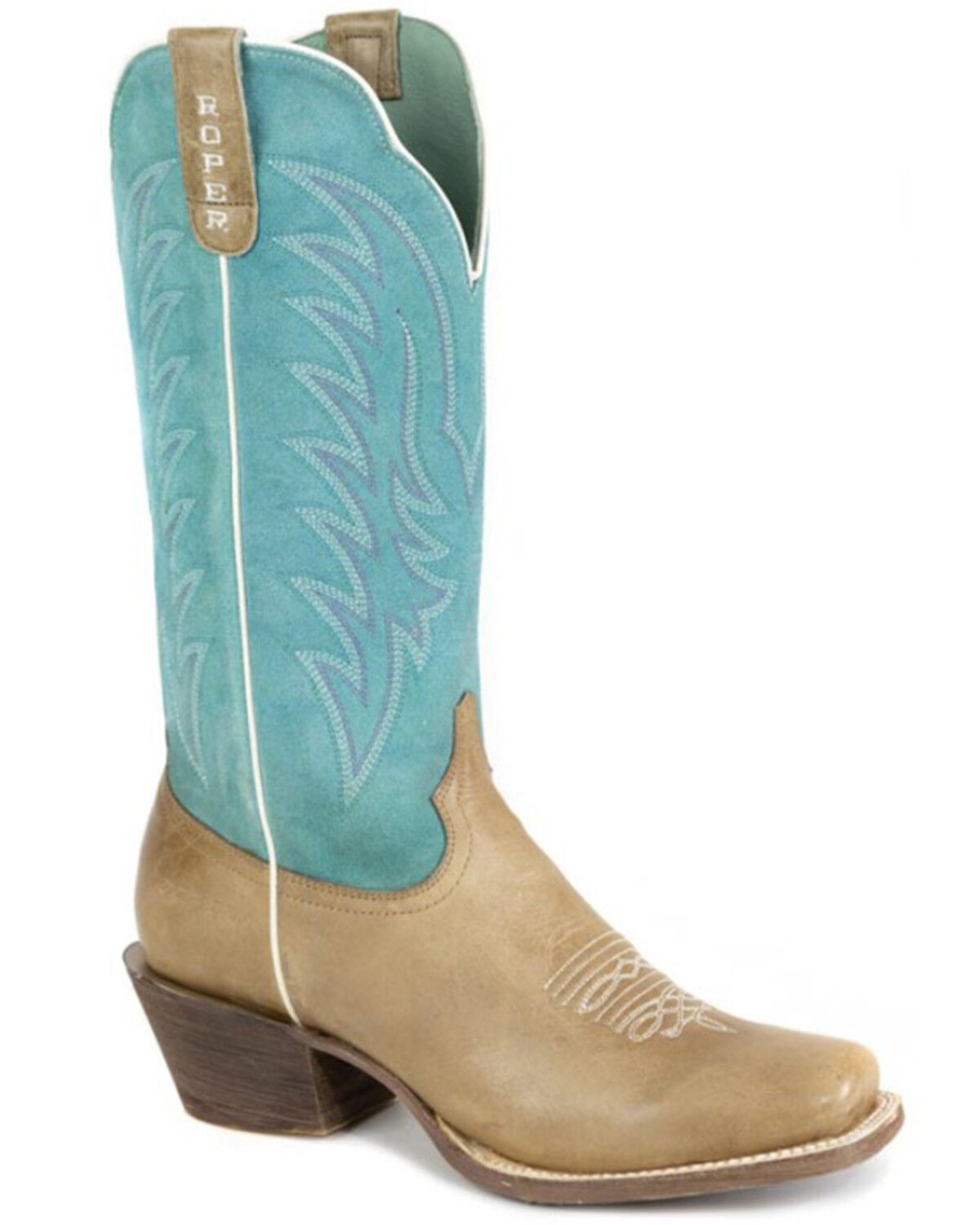 Image #1 - Roper Women's Cowgirl Western Boots - Square Toe, Tan, hi-res