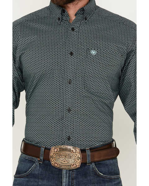 Image #3 - Ariat Men's Nate Geo Print Long Sleeve Button-Down Western Shirt - Tall , Black, hi-res