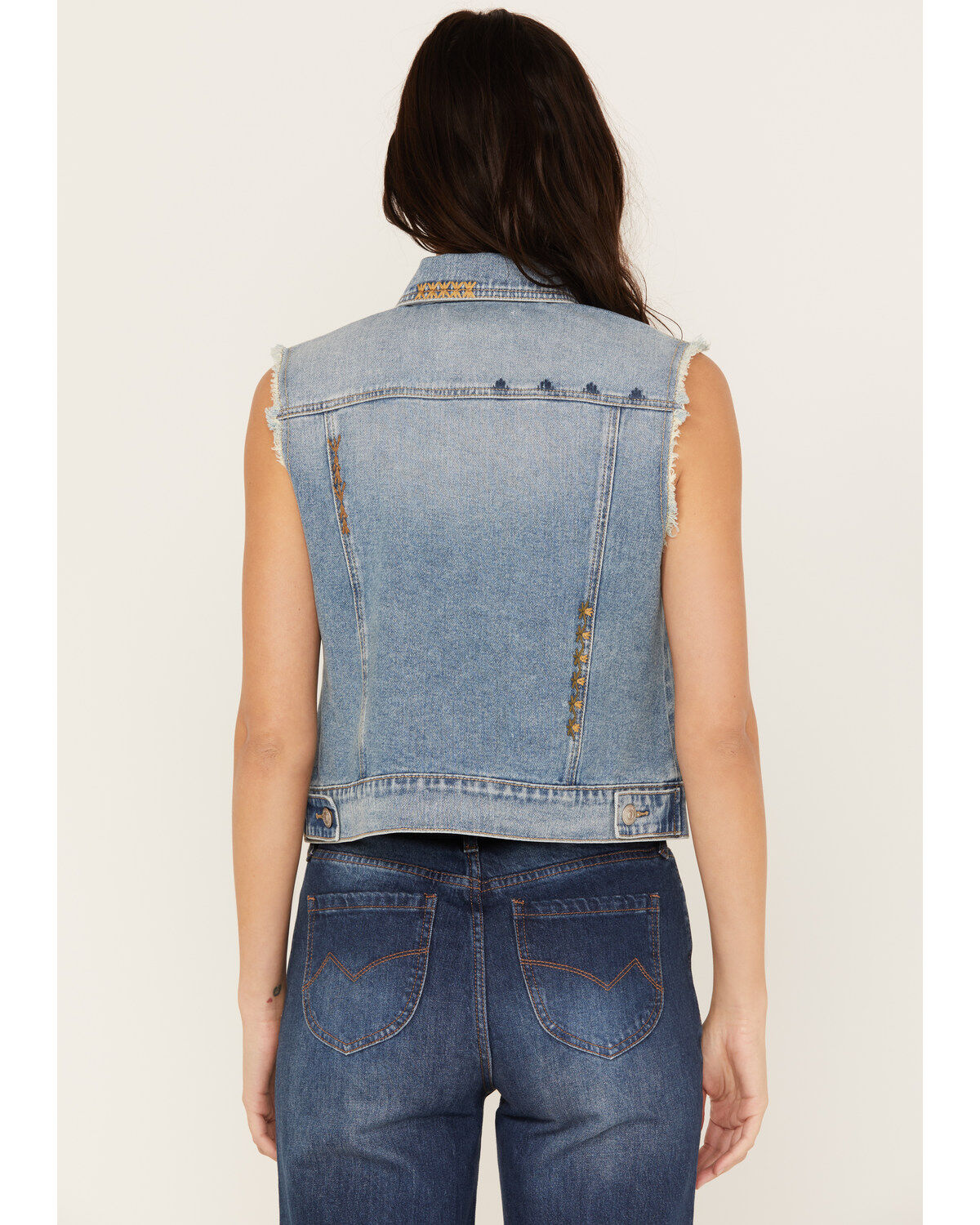 Image #5 - Cleo + Wolf Women's Medium Wash Oversized Embroidered Denim Vest, Medium Wash, hi-res