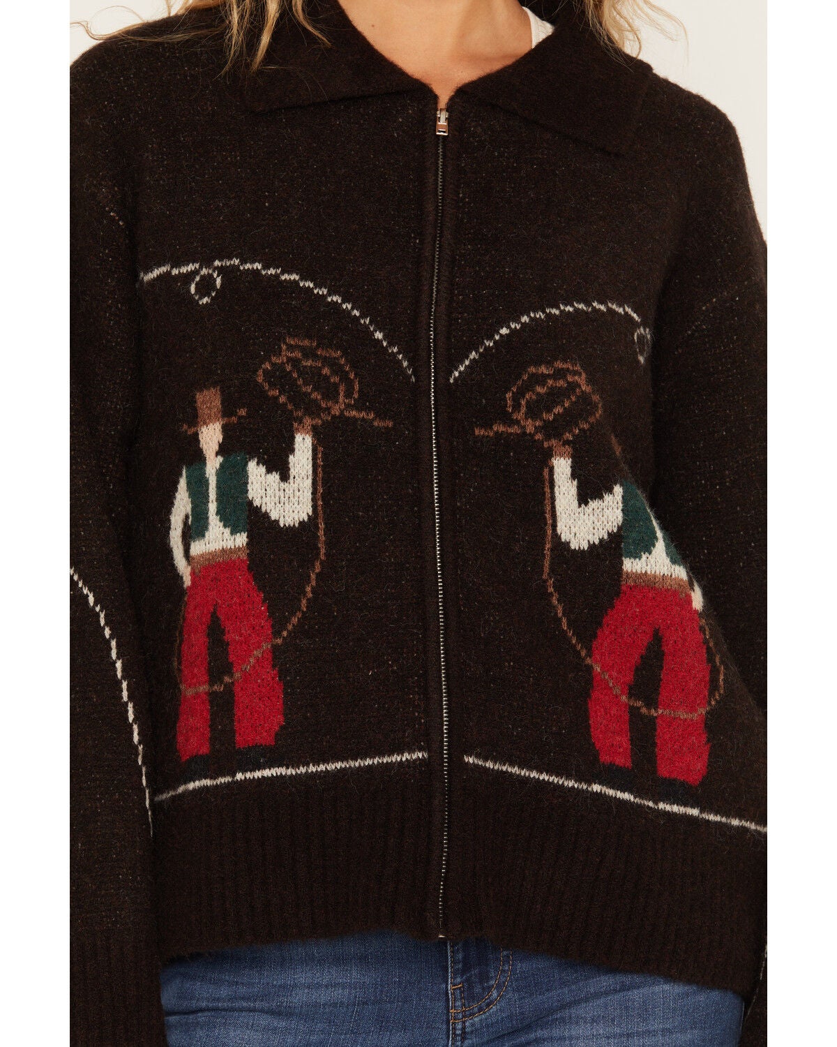 Image #3 - By Together Women's Cowboy Sweater, Brown, hi-res