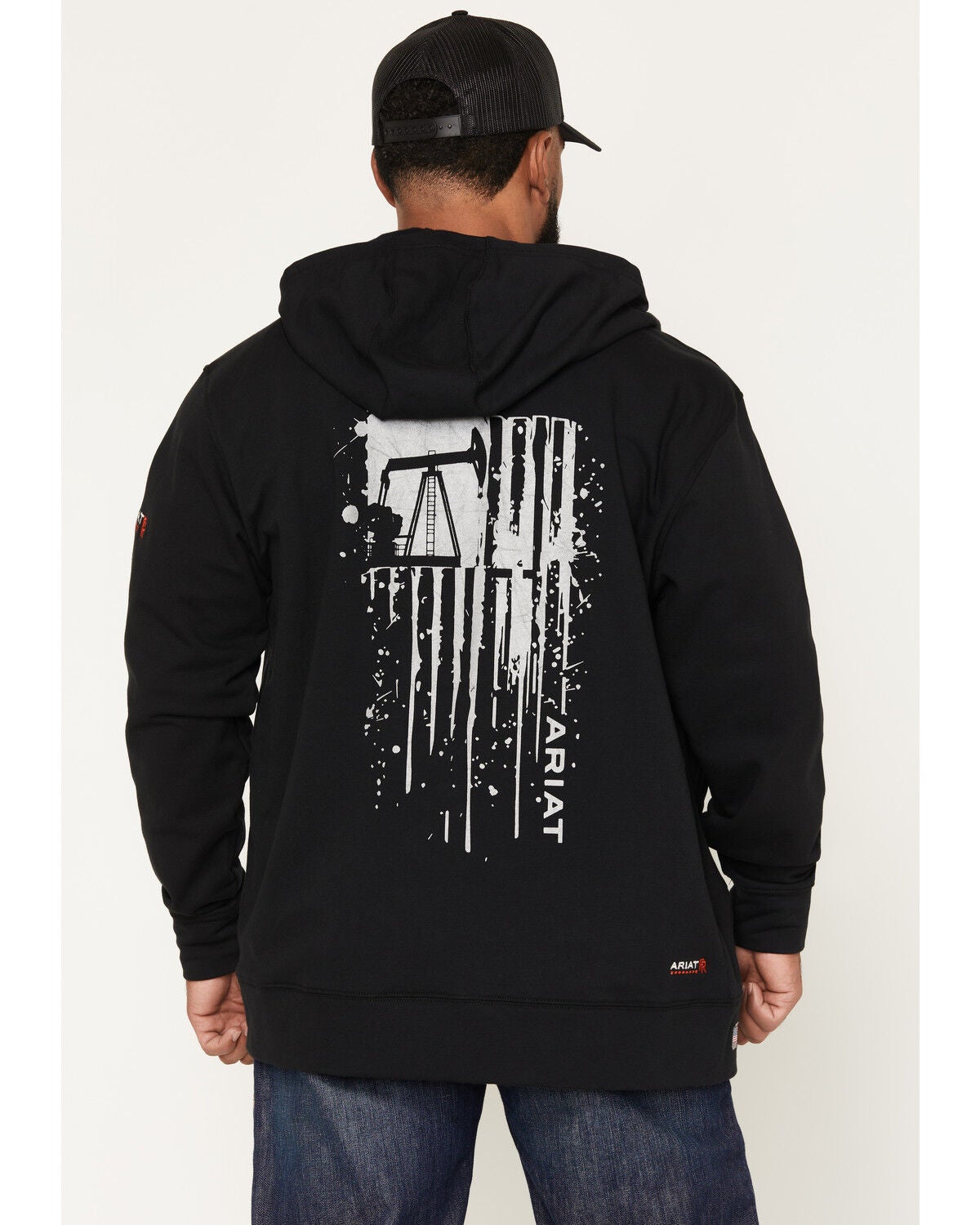 Ariat Men's FR Durastretch New Rig Life Full Zip Hooded Jacket, Black, hi-res