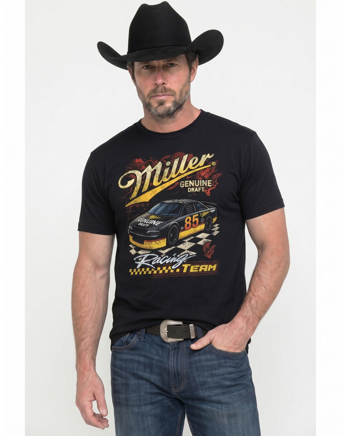 Miller Men's Race For Beer Short Sleeve Graphic T-Shirt, Black, hi-res