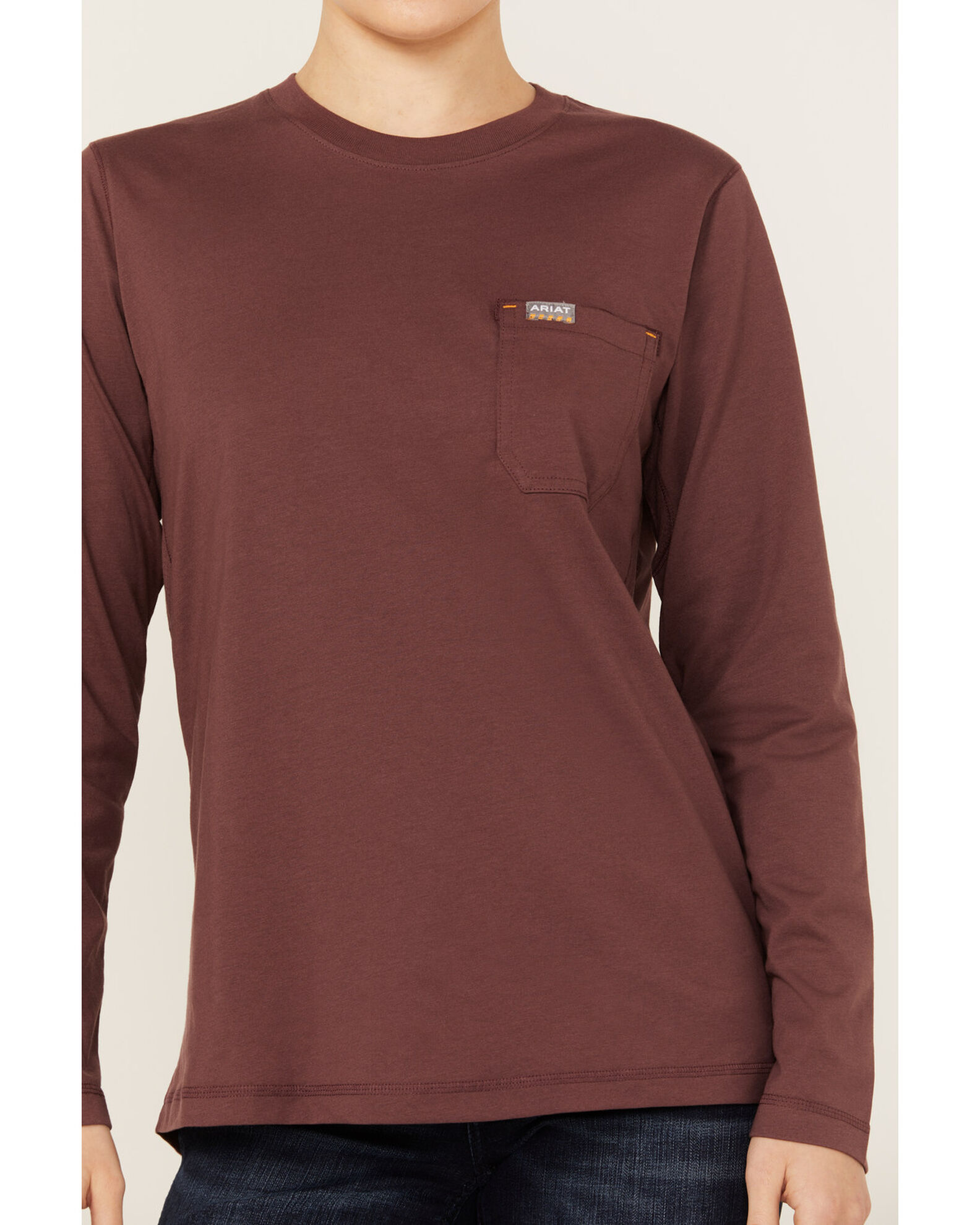 Image #4 - Ariat Women's Rebar Workman Reflective Flag Long Sleeve Tee, Purple, hi-res