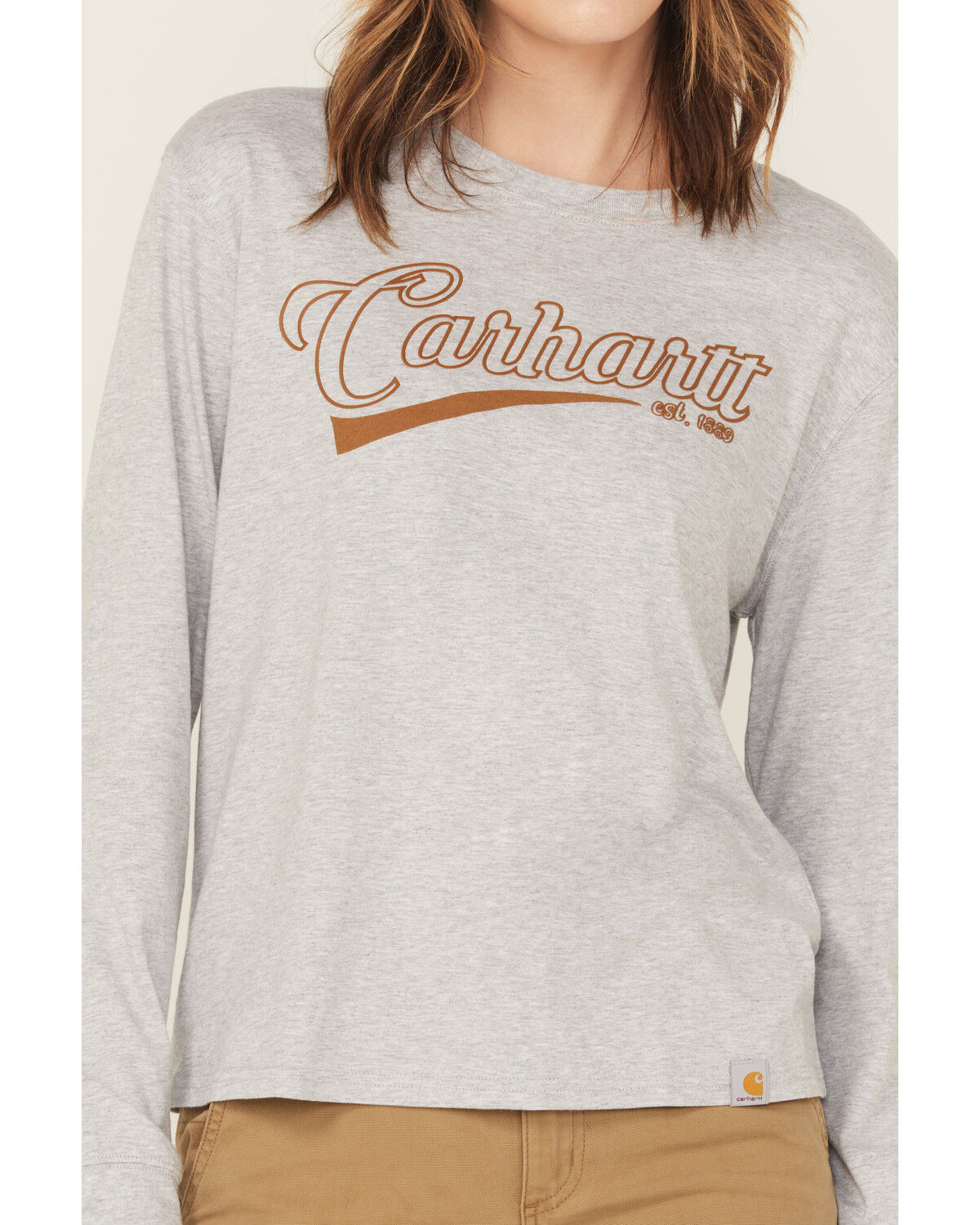 Image #3 - Carhartt Women's Tencel™ Fiber Series Loose Fit Long Sleeve graphic Work Shirt, Heather Grey, hi-res